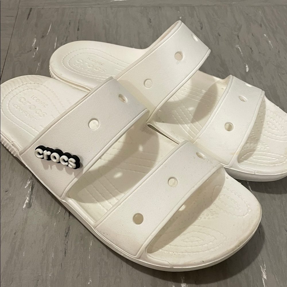 CROCS Womans White Slide Sandals